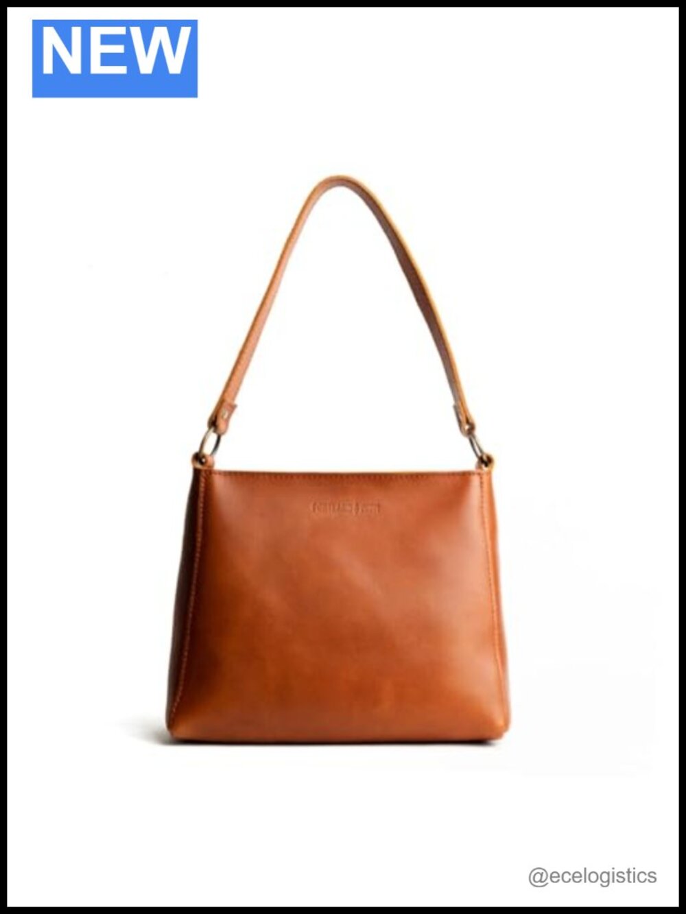 Full-Grain Leather Triangle Shoulder Bag with Zipper, Cross-Body Strap, Handmade